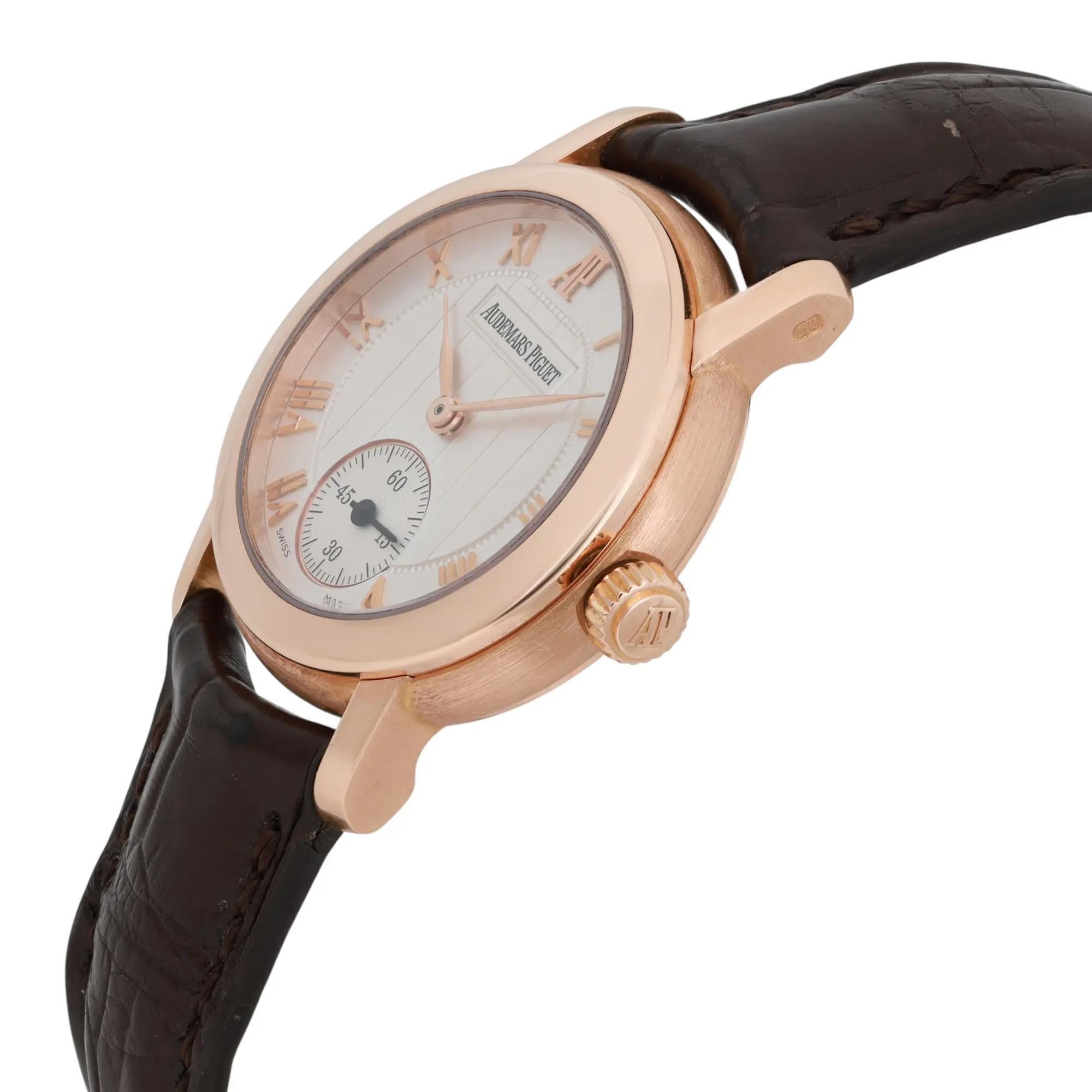 Donna Audemars Piguet Jules Small 28 Orologio da donna in oro rosa 18k con quadrante argentato 772080R in vendita