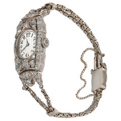 Audemars Piguet Ladies Art Deco Platinum Silver Diamond Wristwatch