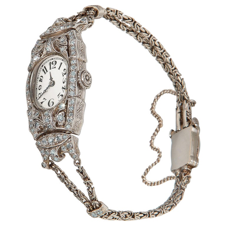 Audemars Piguet Ladies Art Deco Platinum Silver Diamond Wristwatch at ...