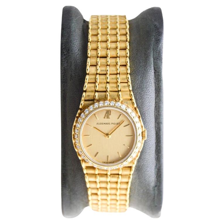 Audemars Piguet Ladies Yellow Gold Bamboo Bracelet Dress Style Quartz Watch