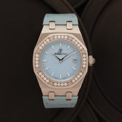 Audemars Piguet Lady Royal Oak Modello 67601ST Quadrante Blu Lunetta con Diamanti Scatola Documenti