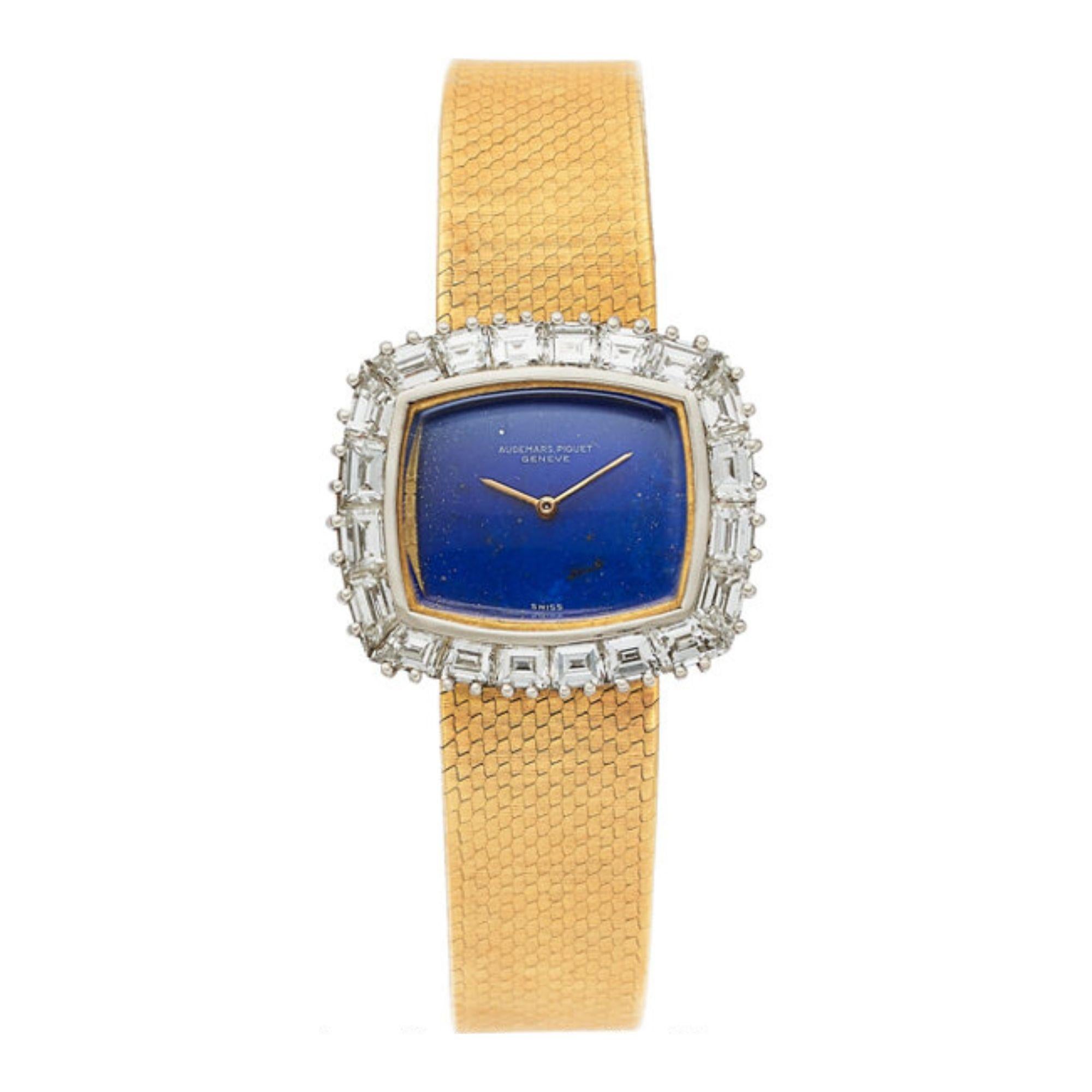 Audemars Piguet Lapis Lazuli 23mm Diamond Bezel 18K Gold Manual Ladies Watch in vendita