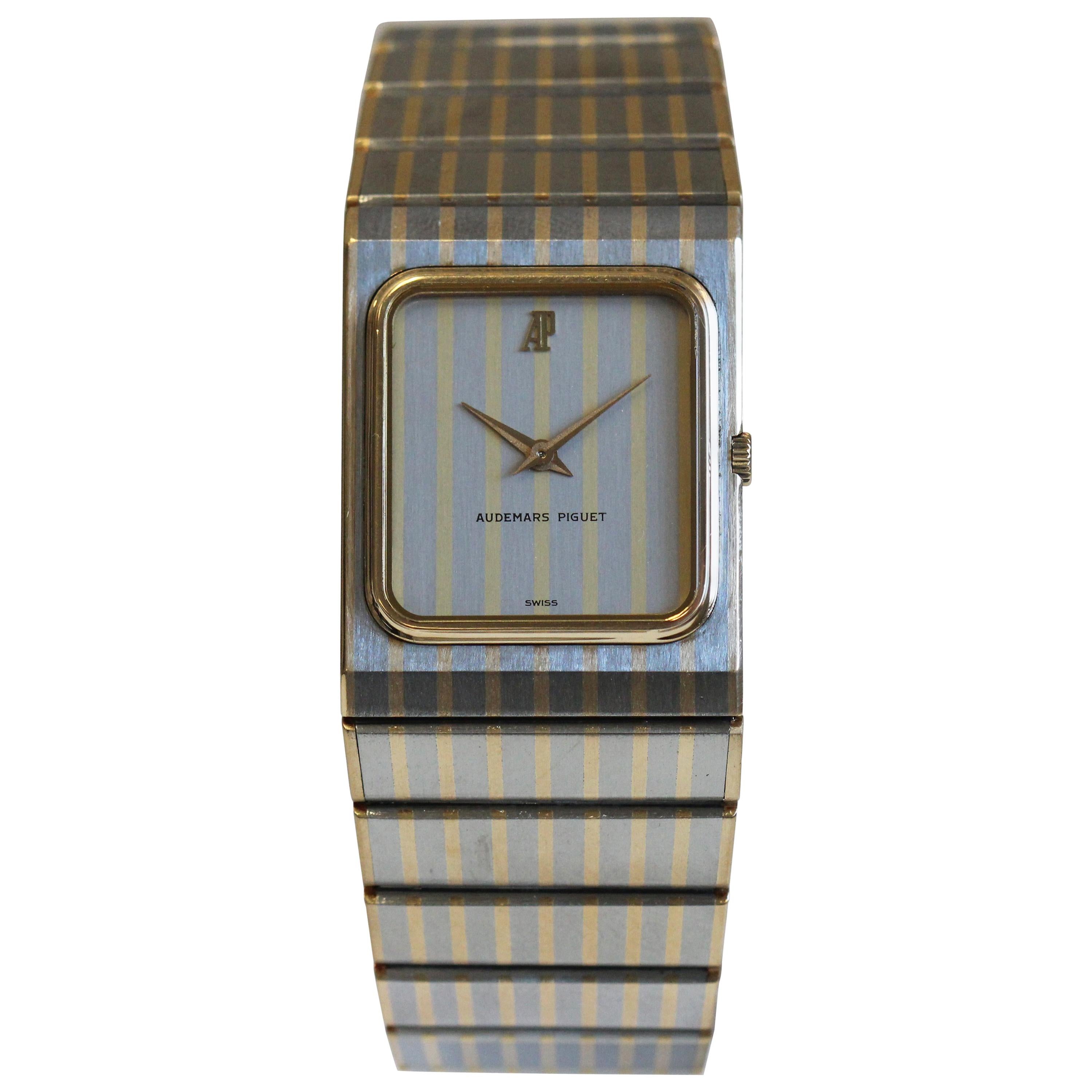 Audemars Piguet Men’s Stainless and 18 Karat Yellow Gold Rectangular Ultra Slim