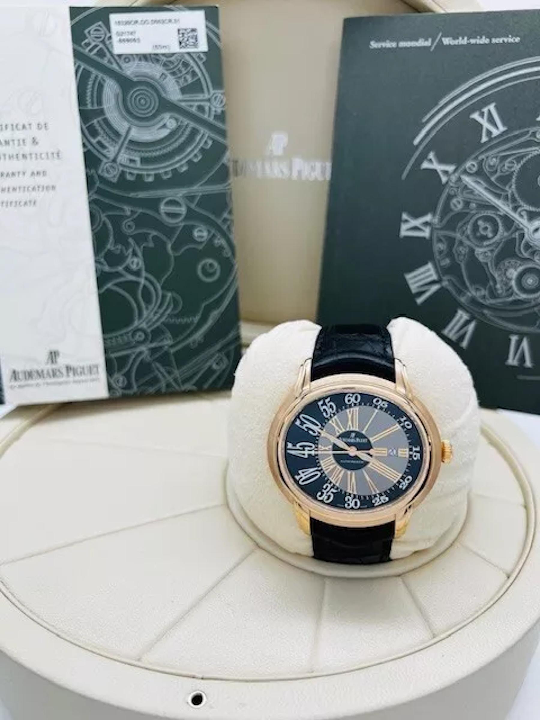 Audemars Piguet Millenary 15320OR.OO.D002CR.01 18K Rose Gold Box Papers In Excellent Condition For Sale In San Diego, CA