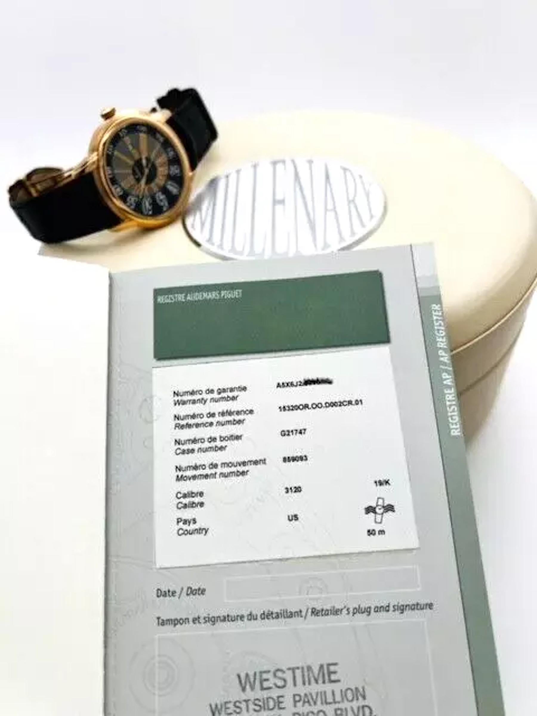 Audemars Piguet Millenary 15320OR.OO.D002CR.01 18K Rose Gold Box Papers For Sale 2