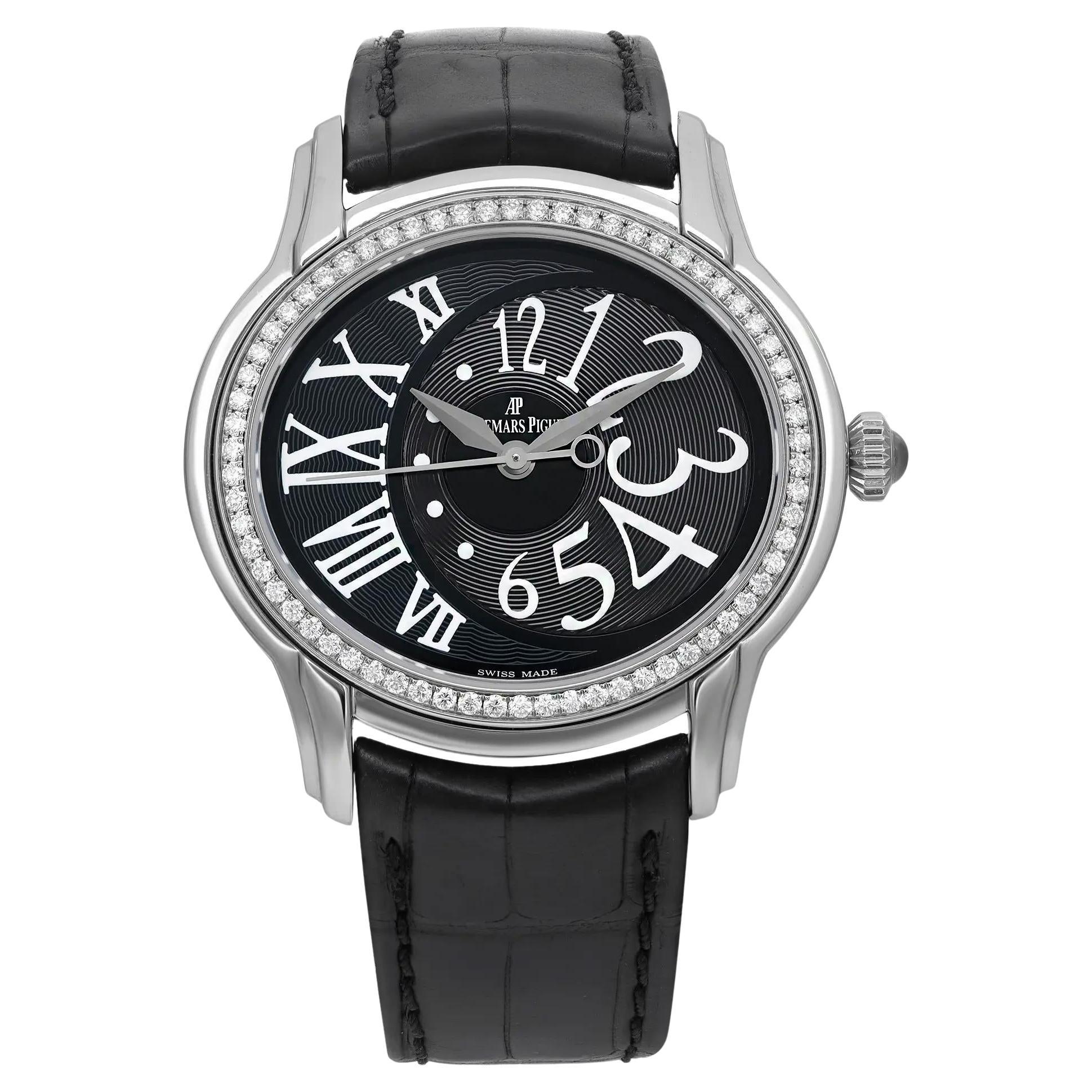 Audemars Piguet Millenary 39mm Steel Diamond Black Dial Ladies Watch 77301ST