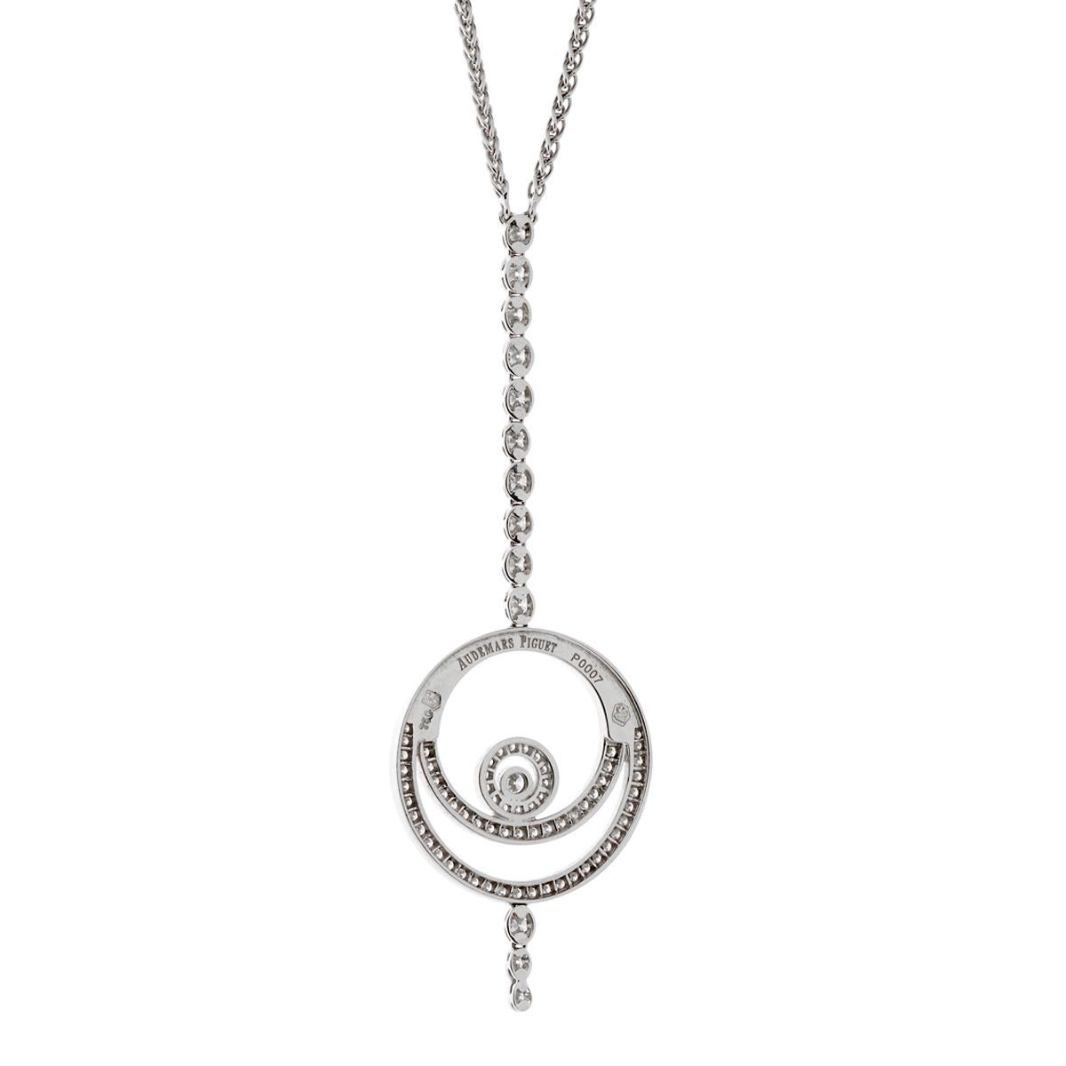 A gorgeous and elegant Audemars Piguet necklace that is sure to be the center of attention. Adorned with the finest round brilliant cut diamonds and set in 18k white gold, this necklace is a timeless piece that will last a lifetime.

Sku: 869