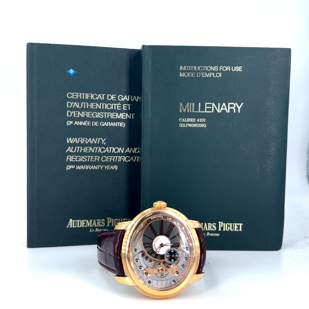 Audemars Piguet Millenary Skeleton 18KT Rose Gold 4101 Automatic In Excellent Condition In Los Angeles, CA