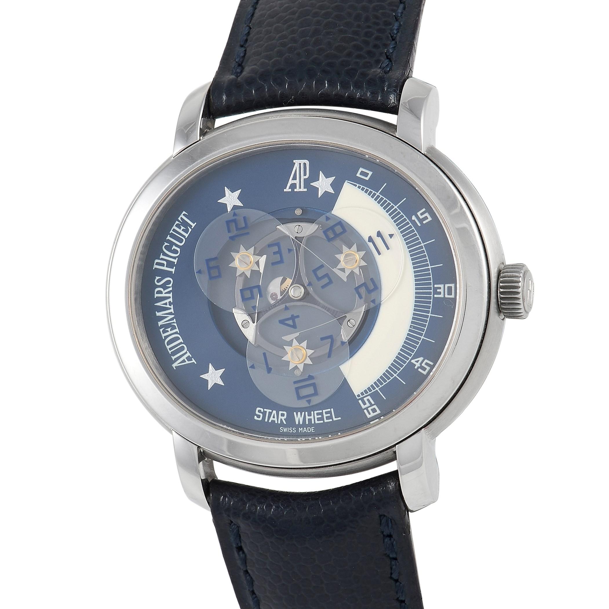 Auf den ersten Blick wirkt die Audemars Piguet Millenary Star Wheel 258985 wie eine elegante Uhr. Es ist kompliziert, aber nicht laut. Die großartige Komplikation und das raffinierte Aussehen werden Sie faszinieren. Dieser Zeitmesser verfügt über