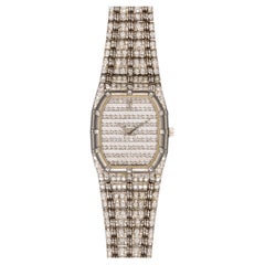Audemars Piguet Mini Bamboo Pave Diamond Stripe Dial Pave Diamond Bracelet 18k W