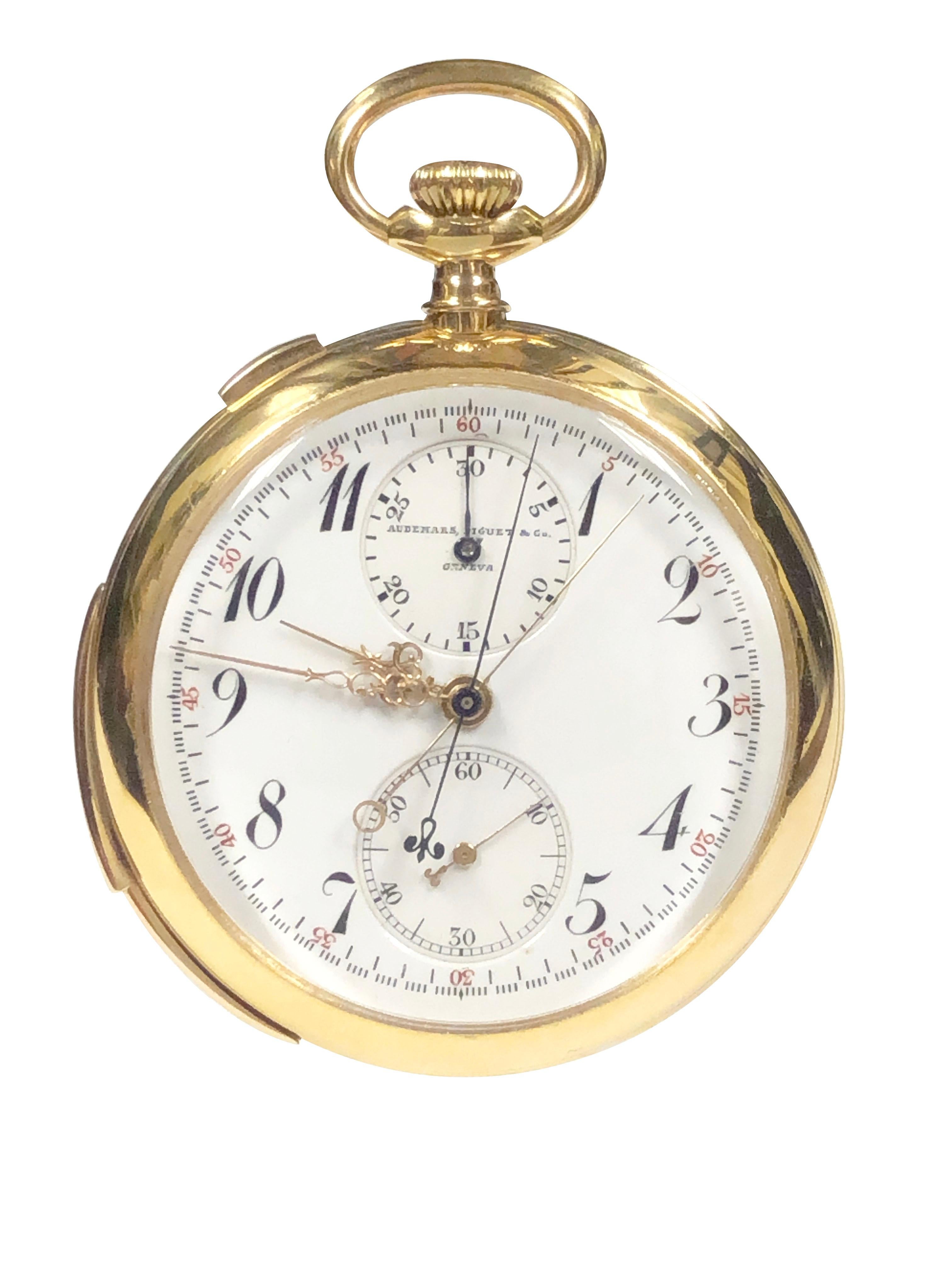 Men's Audemars Piguet Minute Repeater Chronograph Pocket Watch Historic Presentation