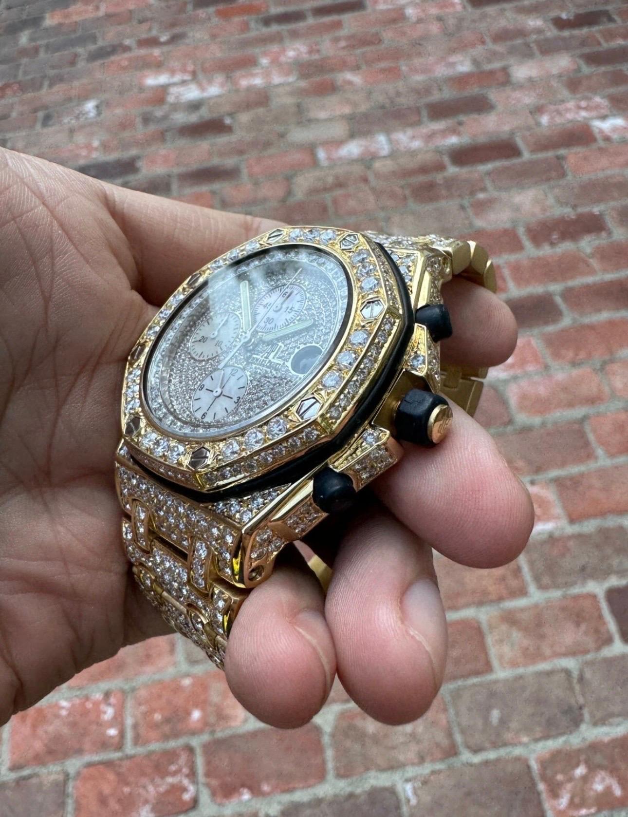 Round Cut AUDEMARS PIGUET OFFSHORE 42MM BRICK VS CUSTOM DIAMOND WATCH amazing piece For Sale
