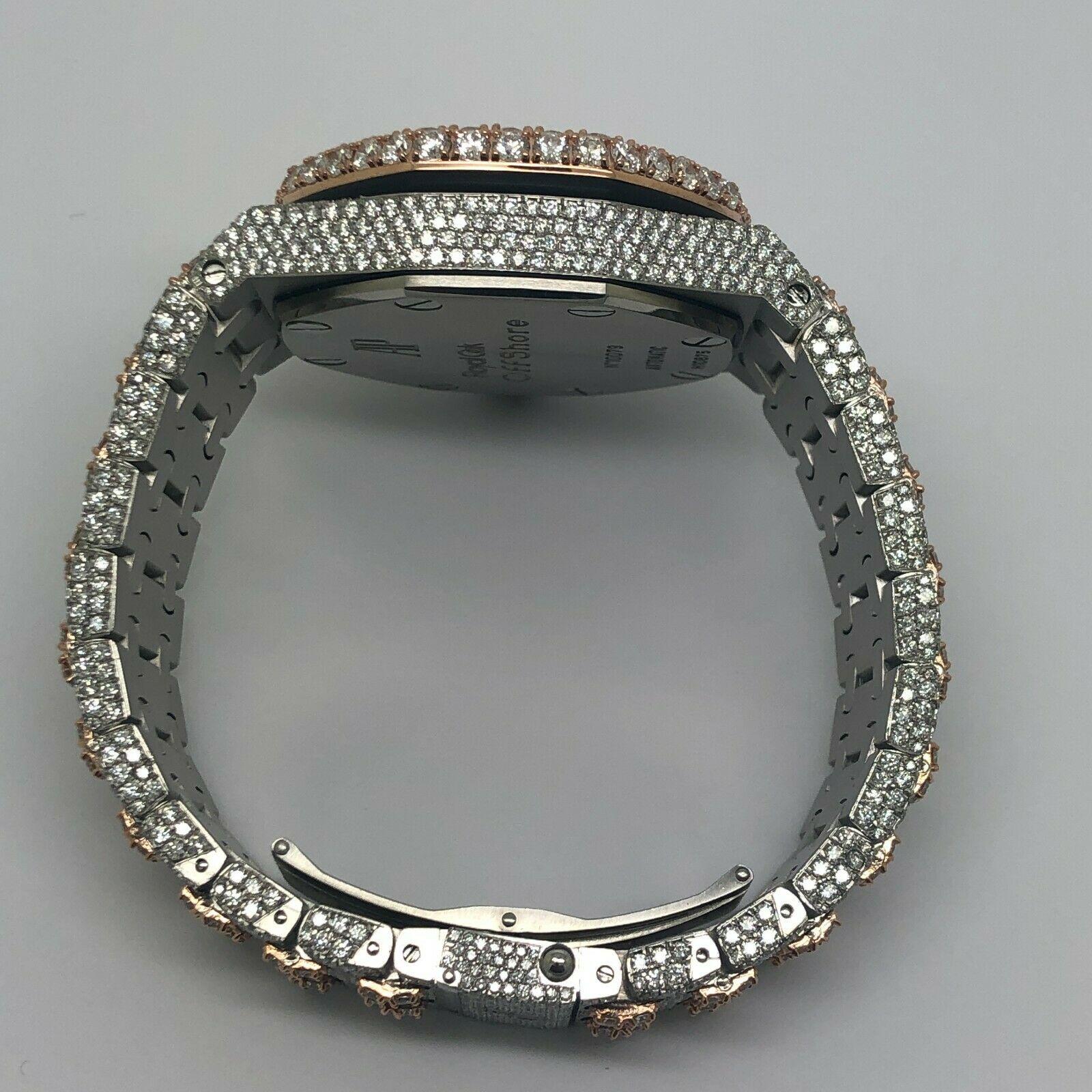 Taille ronde Audemars Piguet Offshore Montre personnalisée avec diamants 45 carats VVS en vente