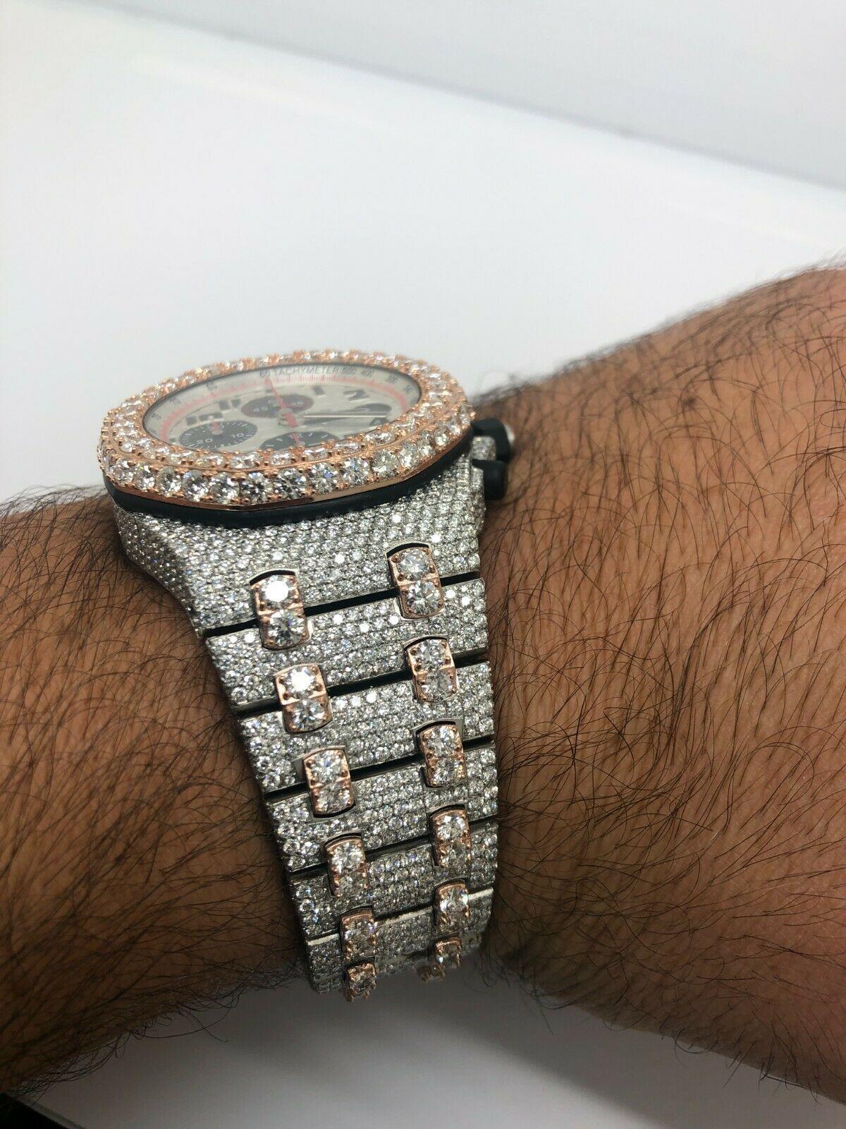 Men's Audemars Piguet Offshore Customized 45 Carats VVS Diamond Watch For Sale