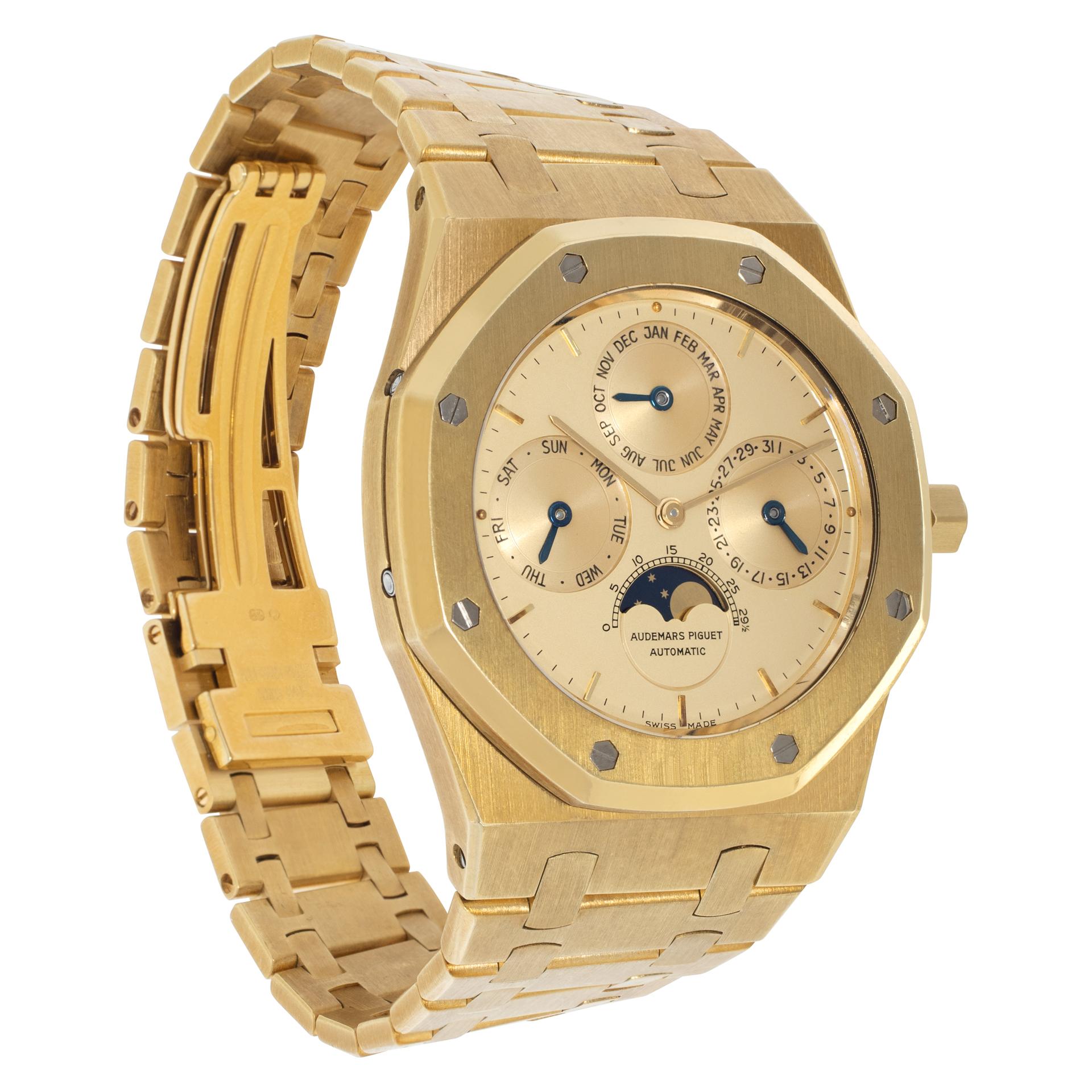 Audemars Piguet Perpetual Calendar 25654BA.00.0944BA.01 Gold dial 39mm watch In Excellent Condition For Sale In Surfside, FL