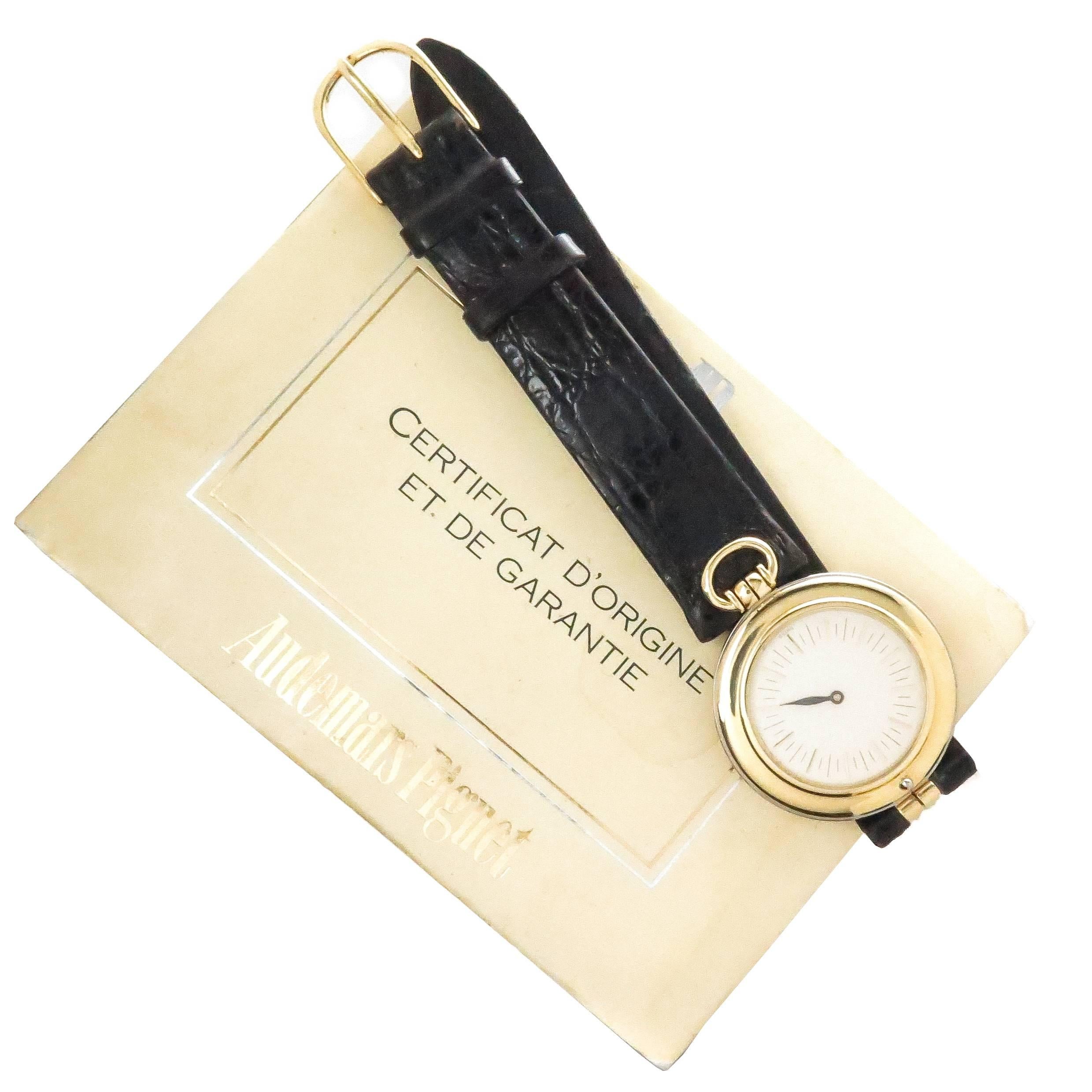 Audemars Piguet Yellow Gold Philosophique Single Hand manual wind Wristwatch In Excellent Condition In Chicago, IL