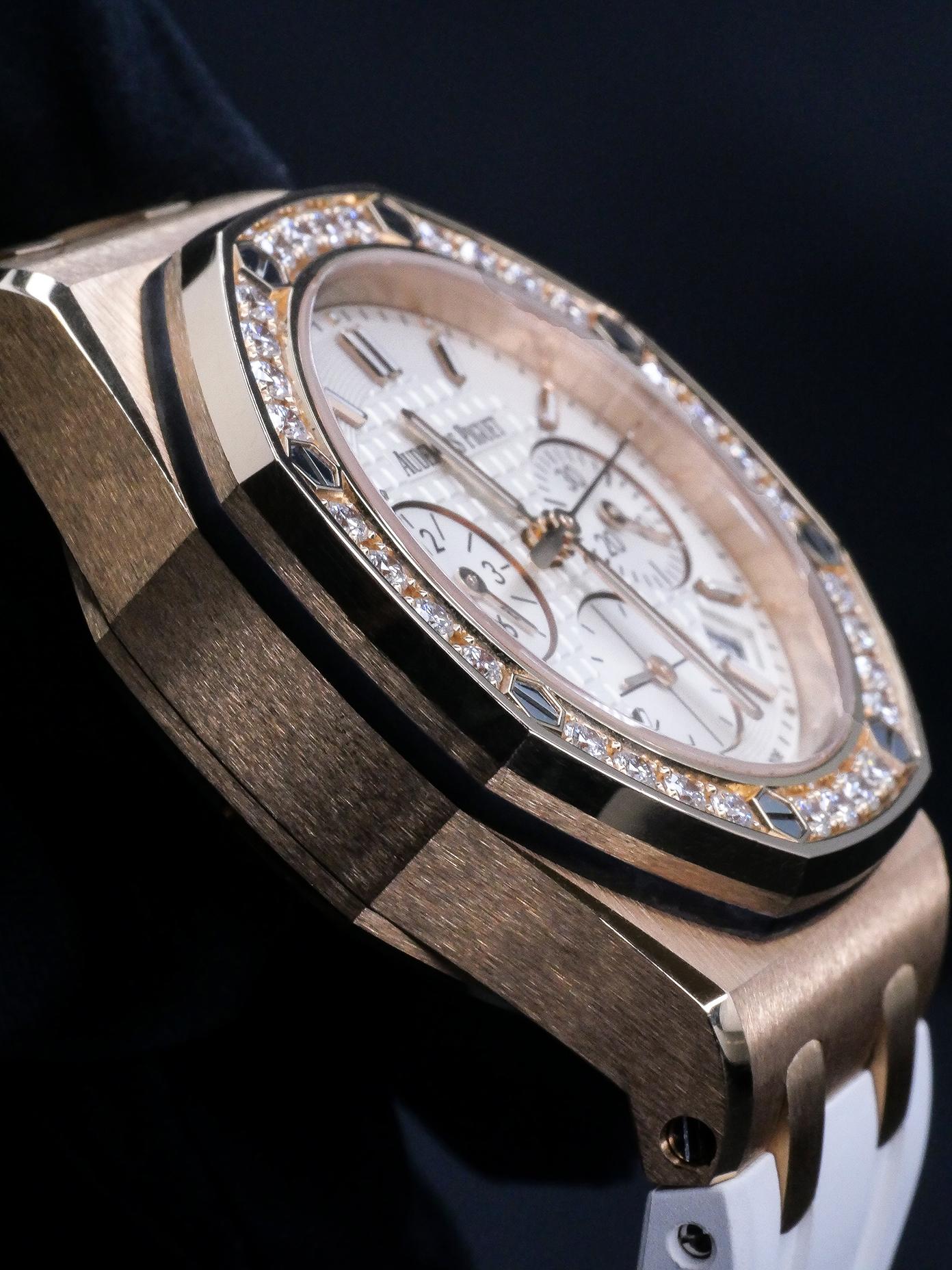 Audemars Piguet pink gold Diamond Royal Oak Offshore self winding Wristwatch For Sale 1