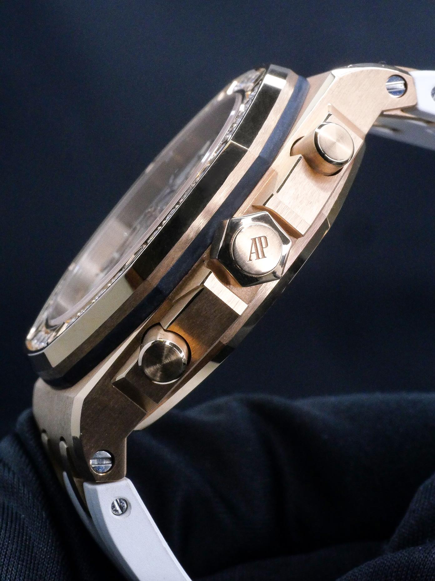 Audemars Piguet pink gold Diamond Royal Oak Offshore self winding Wristwatch For Sale 2