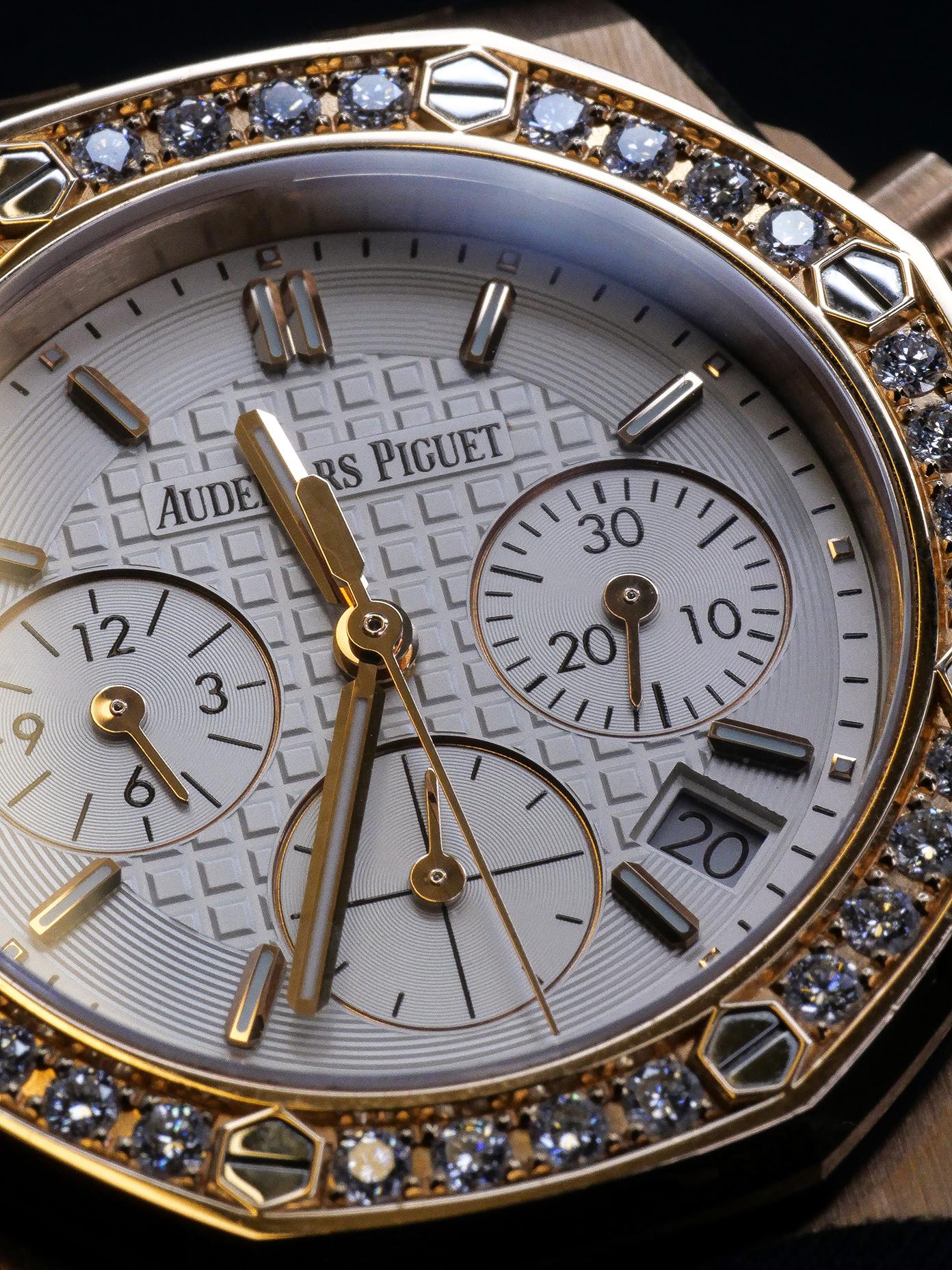 Audemars Piguet pink gold Diamond Royal Oak Offshore self winding Wristwatch For Sale 3
