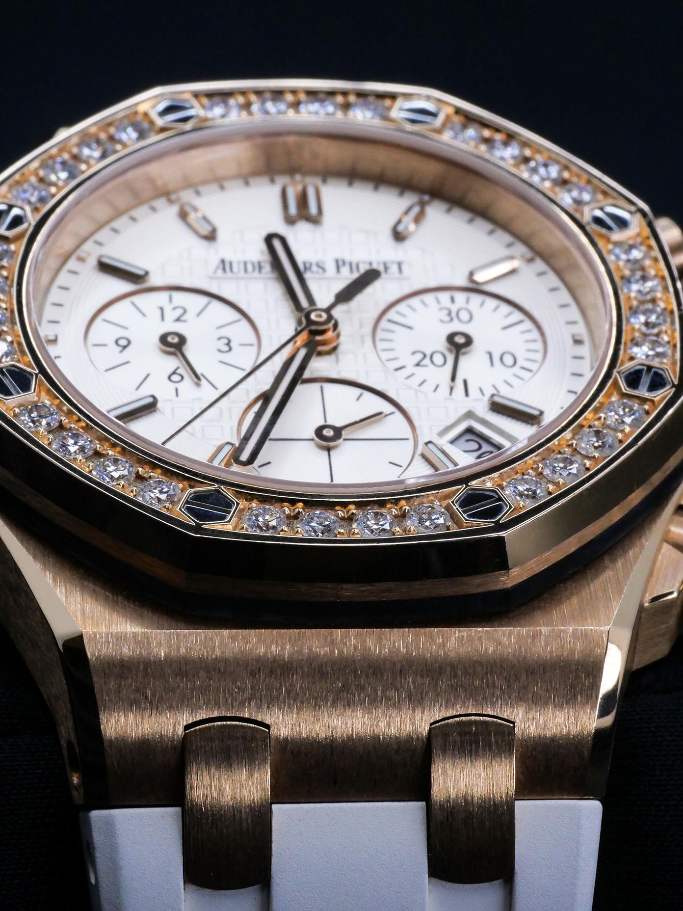Audemars Piguet pink gold Diamond Royal Oak Offshore self winding Wristwatch For Sale 4
