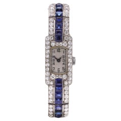 Vintage Audemars Piguet platinum diamond and sapphire ladies wristwatch