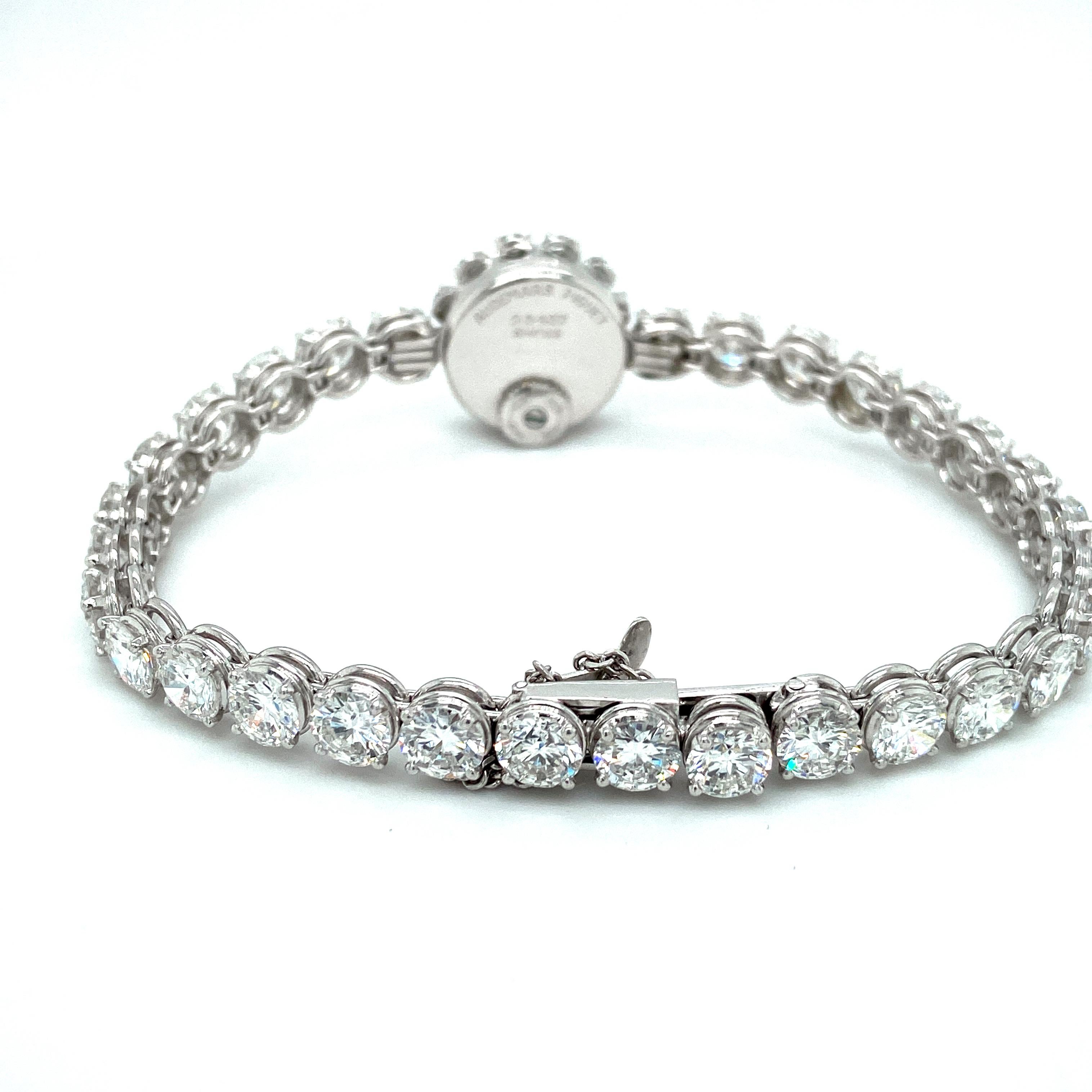 Vintage Platinum Audemars Piguet Haute Joaillerie Diamond Tennis Bracelet Watch For Sale 2