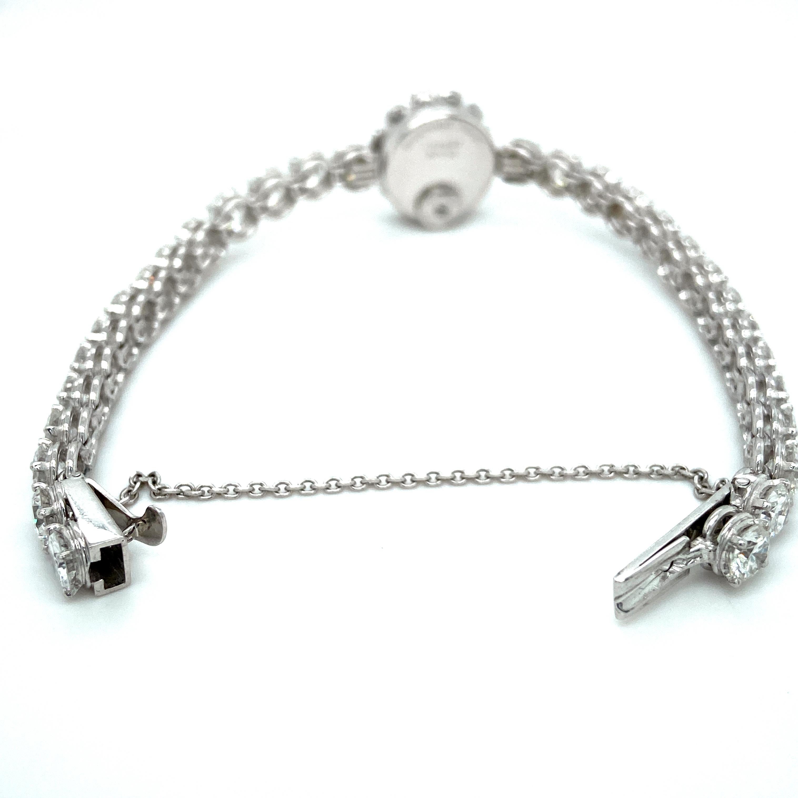 Artisan Vintage Platinum Audemars Piguet Haute Joaillerie Diamond Tennis Bracelet Watch For Sale