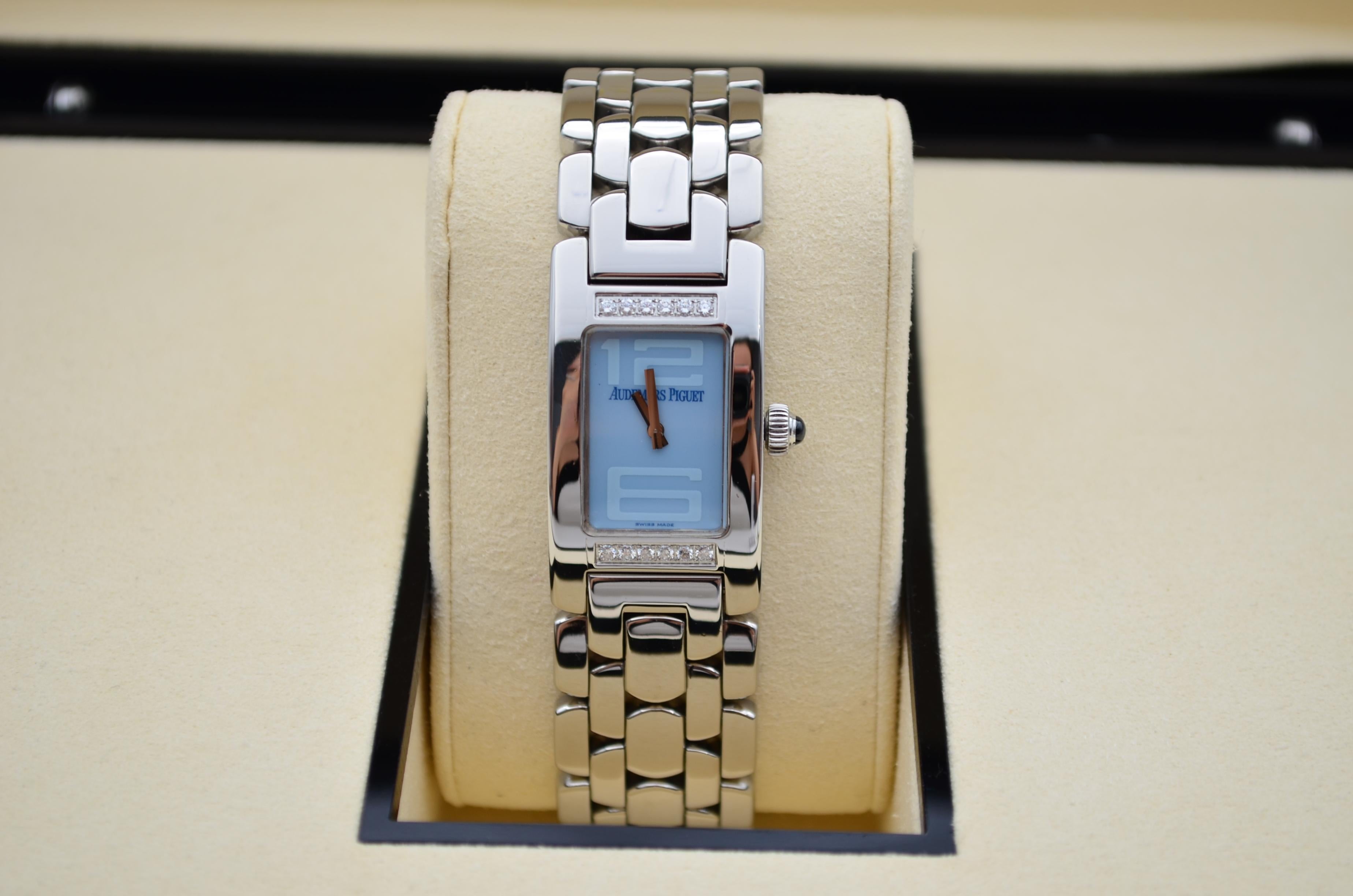 Audemars Piguet Promesse 18x32mm Steel Blue Dial Quartz Ref 67259ST.ZZ.1156ST.03 In Excellent Condition In București, București