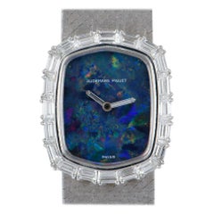 Antique Audemars Piguet Rare Dress Watch 18 Karat White Gold Blue Opal Dial Diamond Set