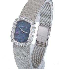 Audemars Piguet Rare Dress Watch 18 Karat White Gold Blue Opal Dial Diamond Set