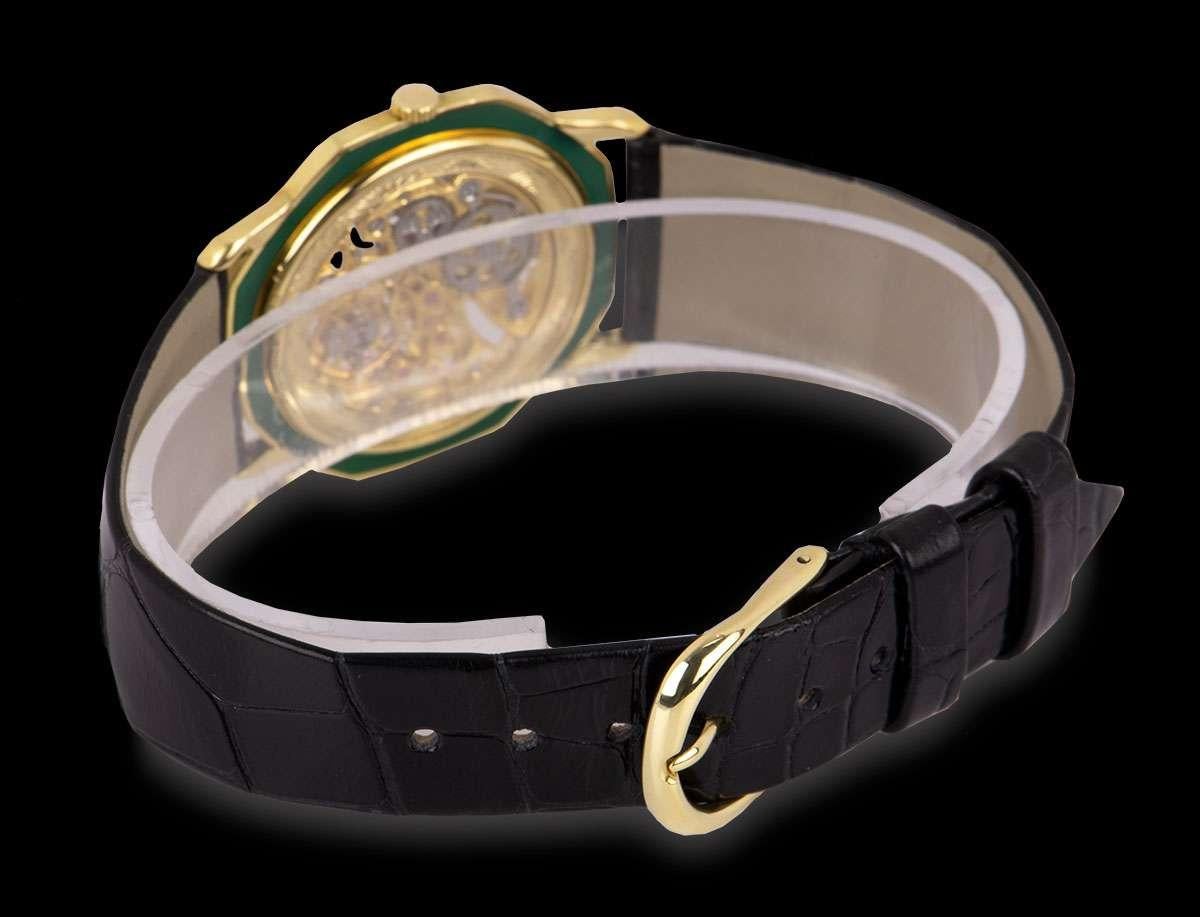 Audemars Piguet Rare Octagonal Green Enamel Skeleton Dial Watch In Excellent Condition In London, GB