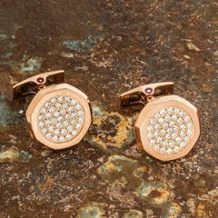 Audemars Piguet Rose Gold & Diamond Set Royal Oak Cufflinks