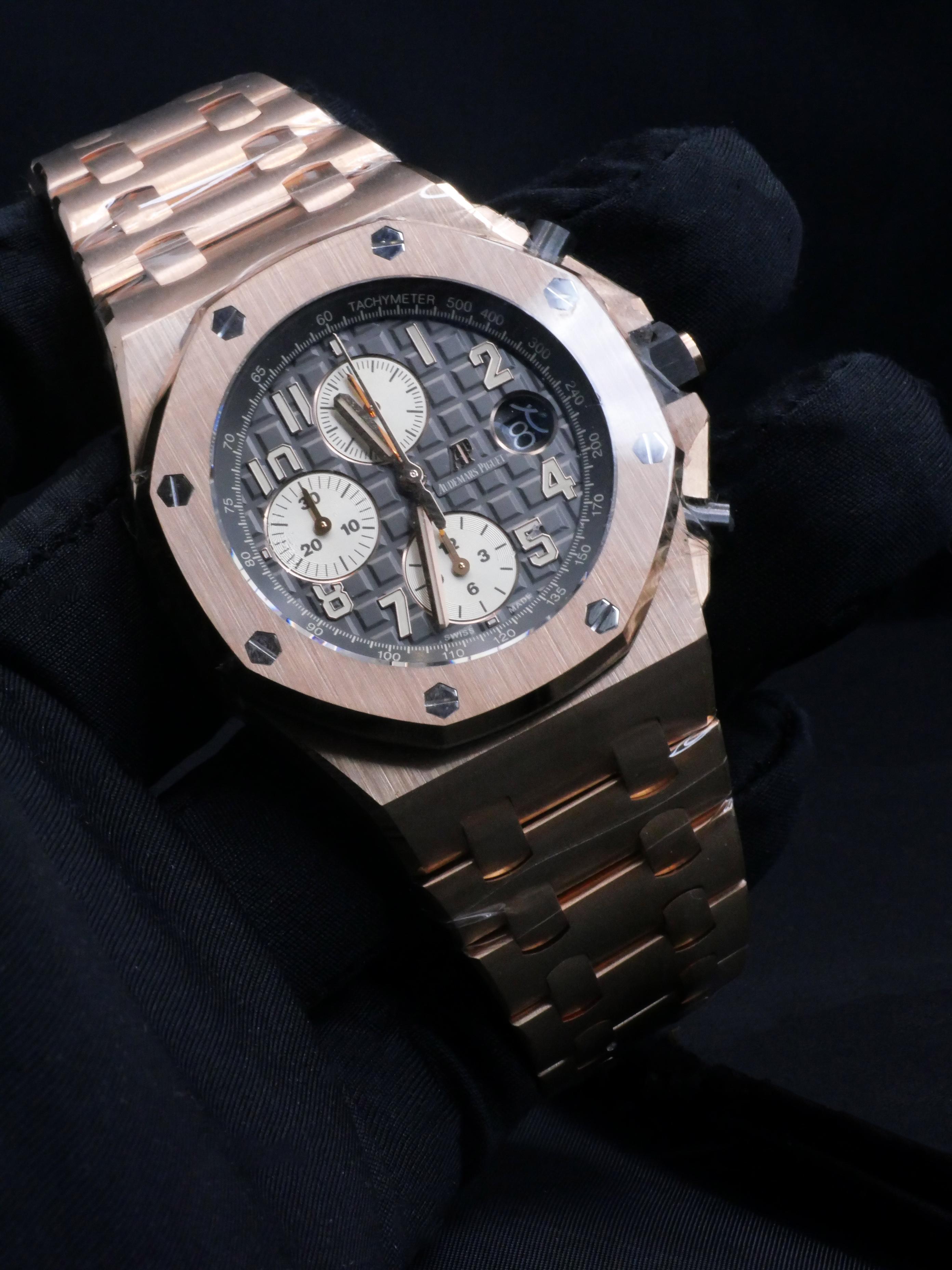 Audemars Piguet Rose Gold Royal Oak Offshore Chronograph Automatic Wristwatch For Sale 3