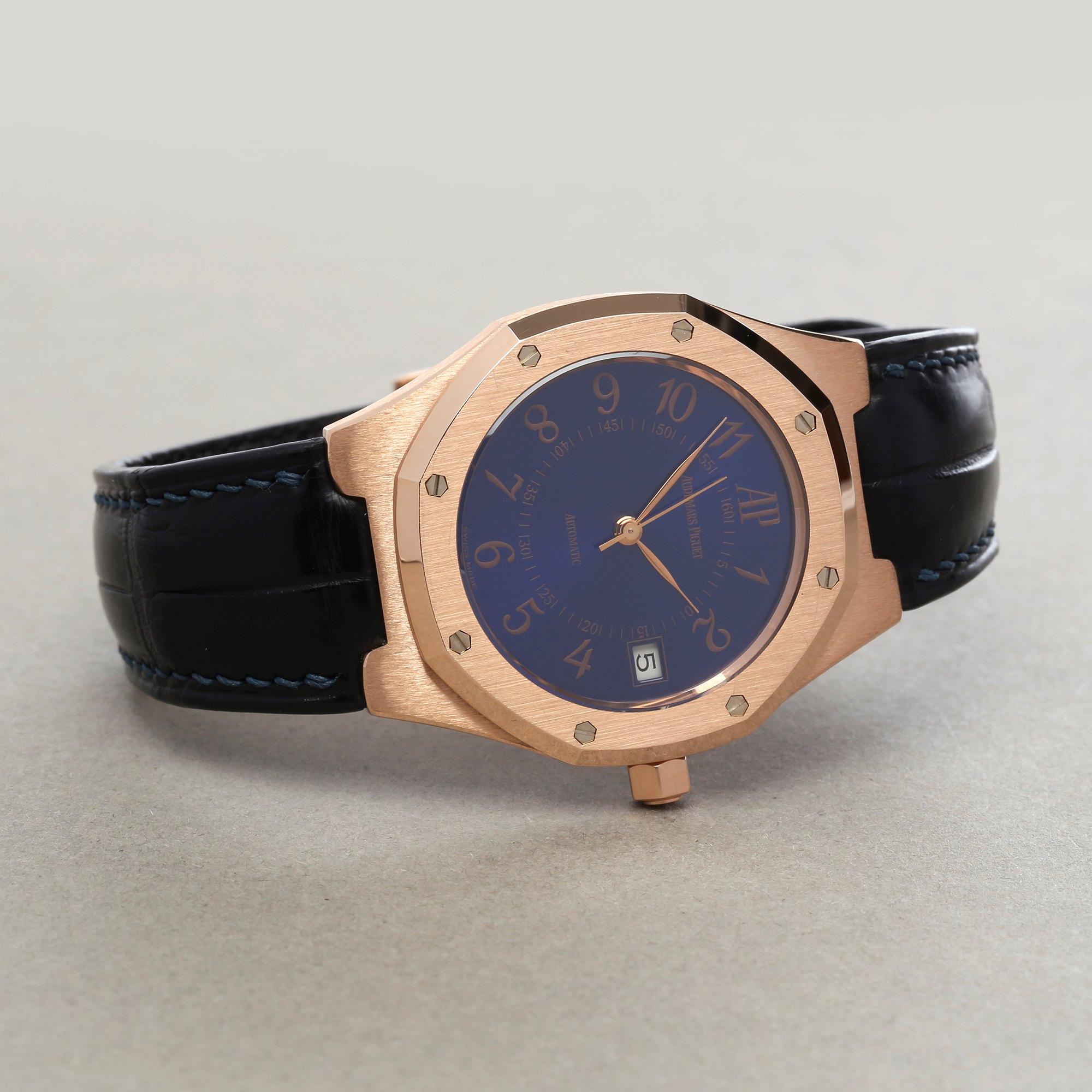 Audemars Piguet Royal Oak 14800OR Herrenuhr Rose Gold Königsblau im Zustand „Hervorragend“ in Bishops Stortford, Hertfordshire