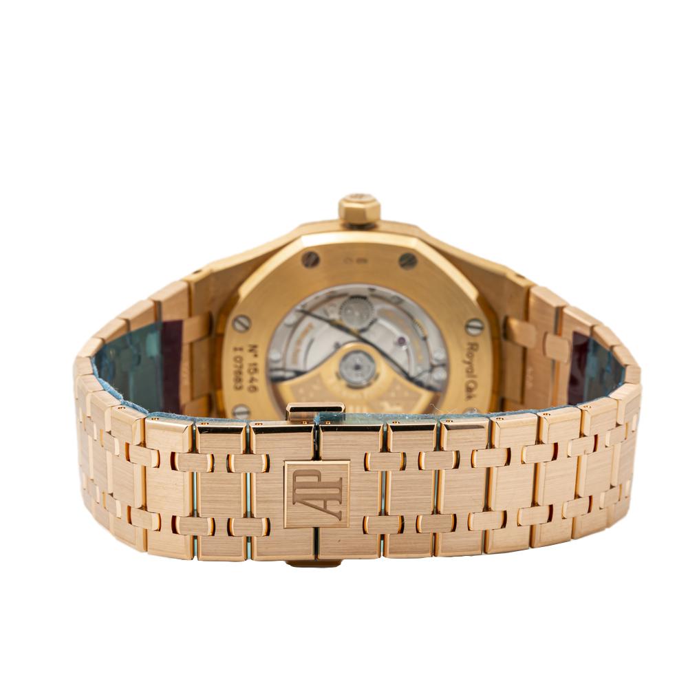 Contemporary Audemars Piguet Royal Oak 15400OR Rose Gold Black Dial Box&Papers Watch