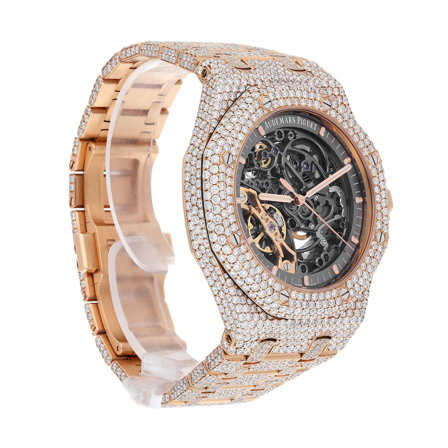 Audemars Piguet Royal Oak 15407OR.OO.1220OR.01 Double Balance Wheel Iced Out For Sale 1