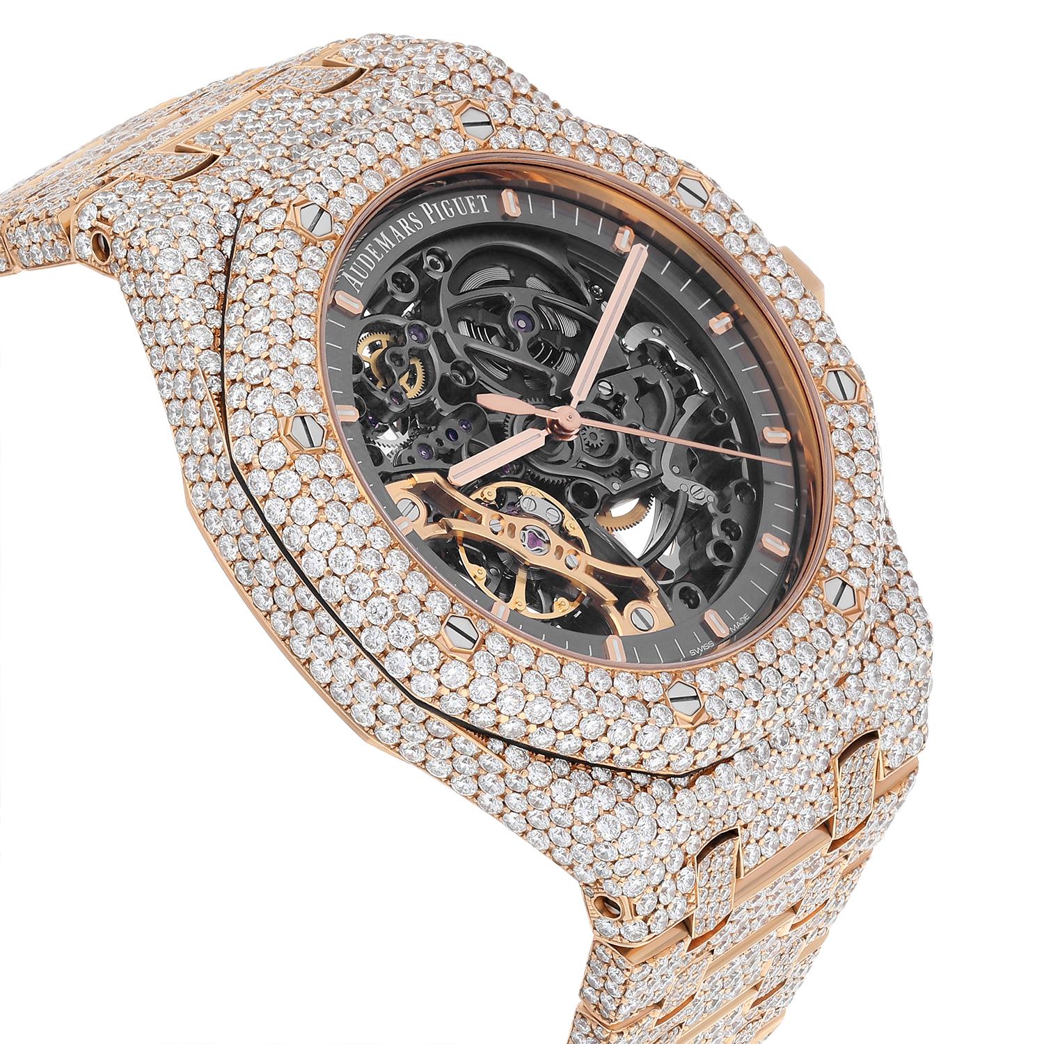 Audemars Piguet Royal Oak 15407OR.OO.1220OR.01 Double Balance Wheel Iced Out For Sale 2