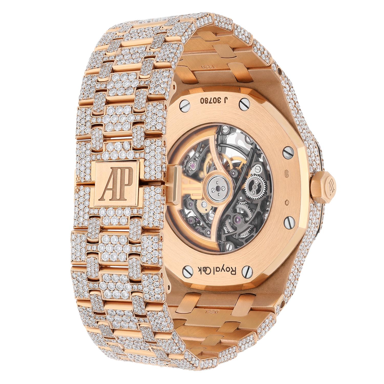 Audemars Piguet Royal Oak 15407OR.OO.1220OR.01 Double Balance Wheel Iced Out For Sale 3