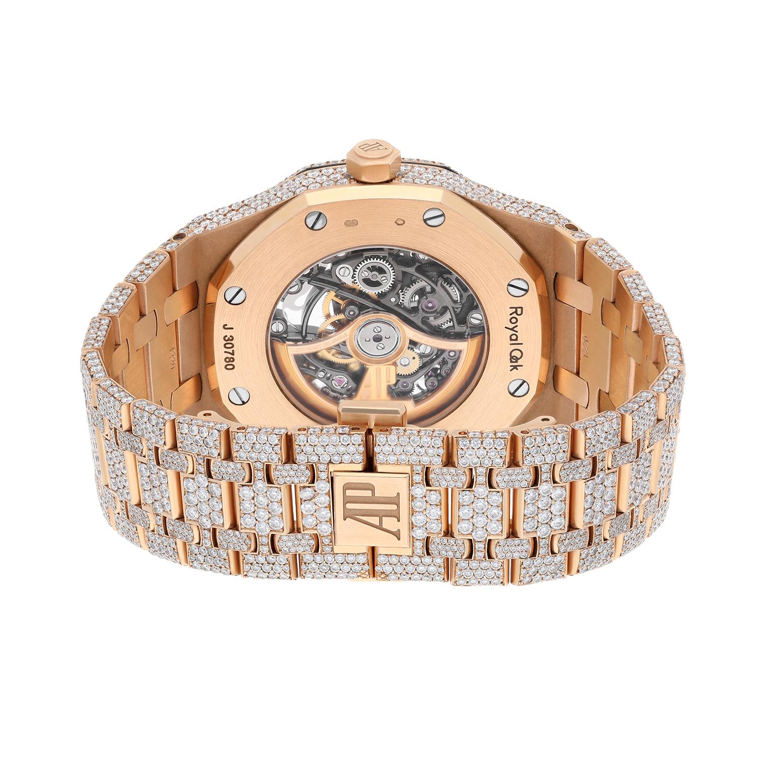 Audemars Piguet Royal Oak 15407OR.OO.1220OR.01 Double Balance Wheel Iced Out For Sale 4