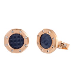 Audemars Piguet Royal Oak 18 Karat Gold Dark Blue Tapisserie Octagonal Cufflinks