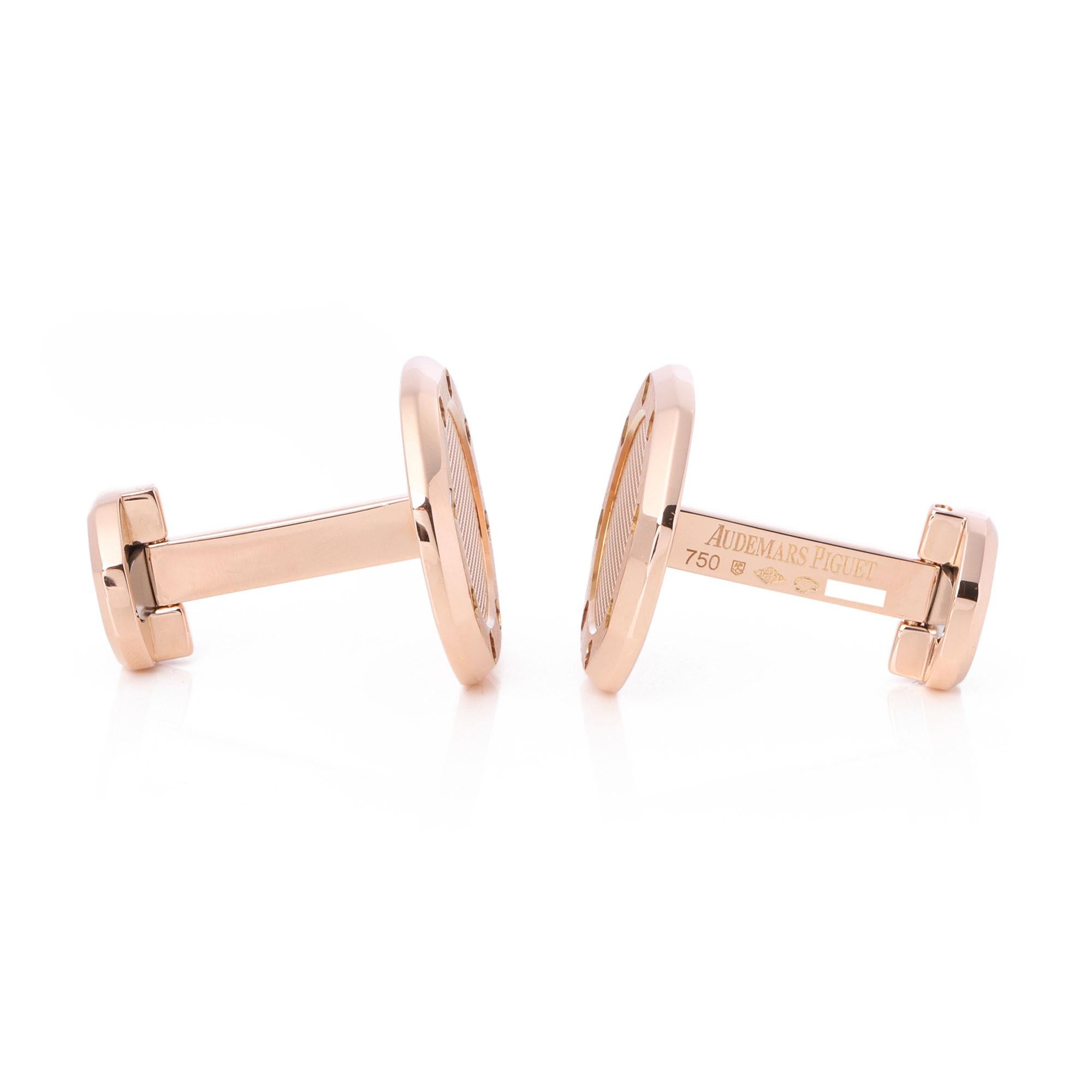 Contemporary Audemars Piguet Royal Oak 18ct Pink Gold Cufflinks