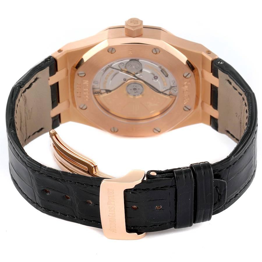 Men's Audemars Piguet Royal Oak 18k Rose Gold Black Dial Watch 15300OR Box Papers