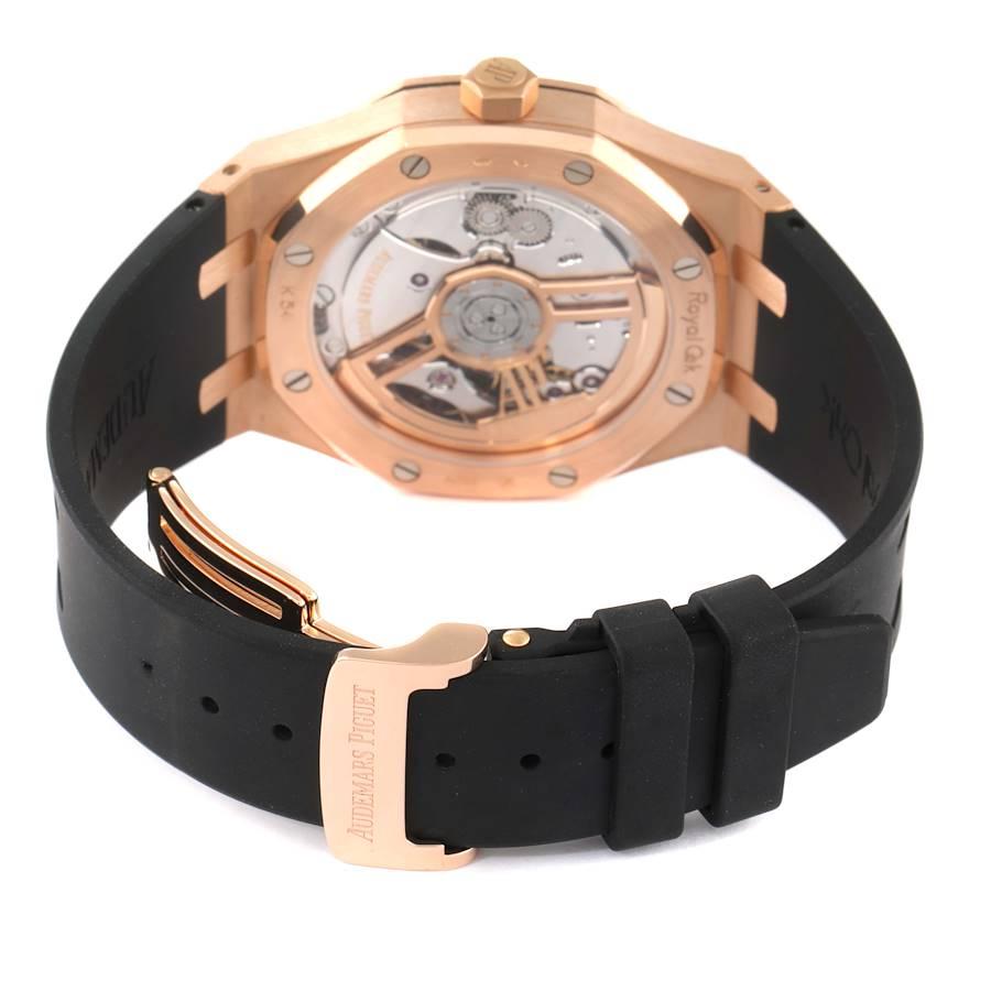 Men's Audemars Piguet Royal Oak 18k Rose Gold Black Dial Watch 15500OR Box Papers For Sale