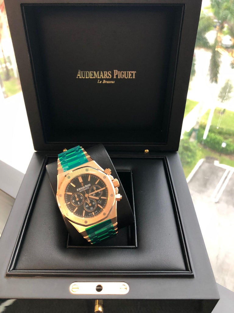 Audemars Piguet Royal Oak Chronograph 18K Rose Gold Blue Dial – CoJewlrs