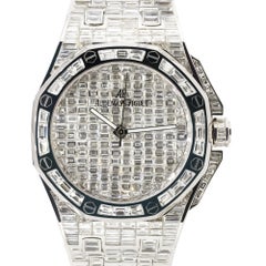 Audemars Piguet Royal Oak 18k White Gold Chandelier All Baguette Diamond Watch