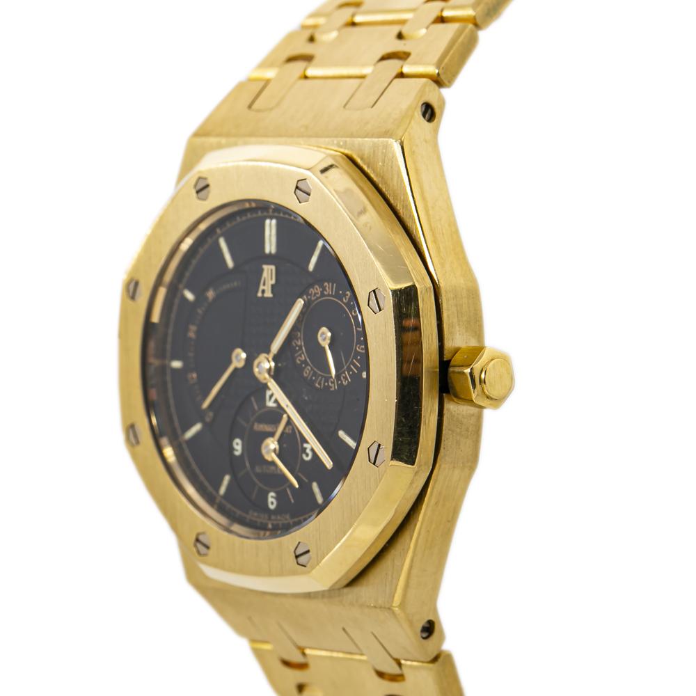 Contemporary Audemars Piguet Royal Oak 25730BA Dual Time 18K Gold Black Dial Mens Watch