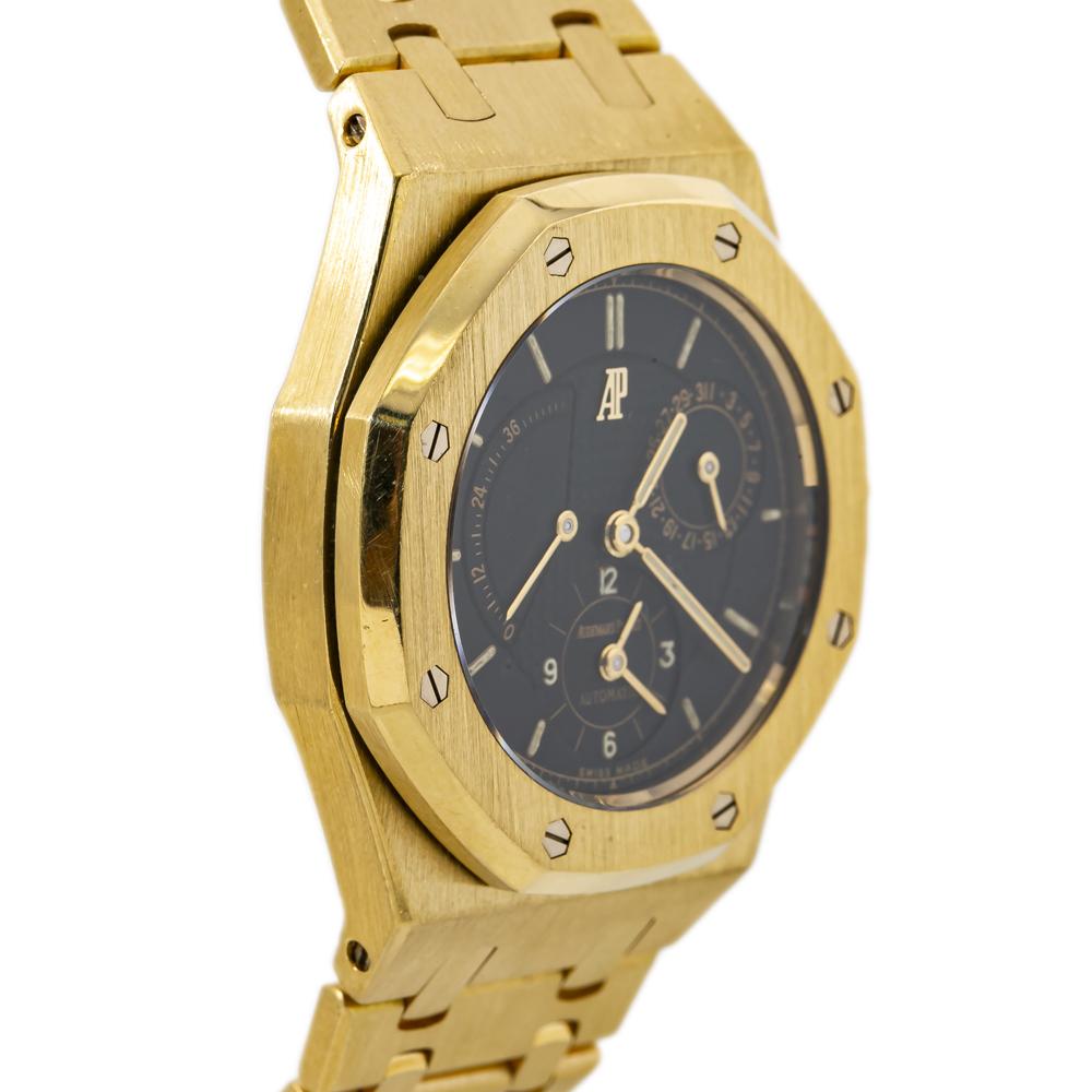 Audemars Piguet Royal Oak 25730BA Dual Time 18K Gold Black Dial Mens Watch In Good Condition In Miami, FL