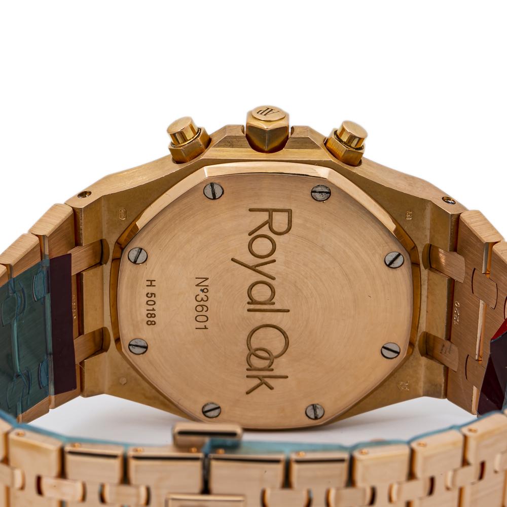 Women's or Men's Audemars Piguet Royal Oak 260220OR Rare Dial Box & Paper 18k Rose Gold For Sale