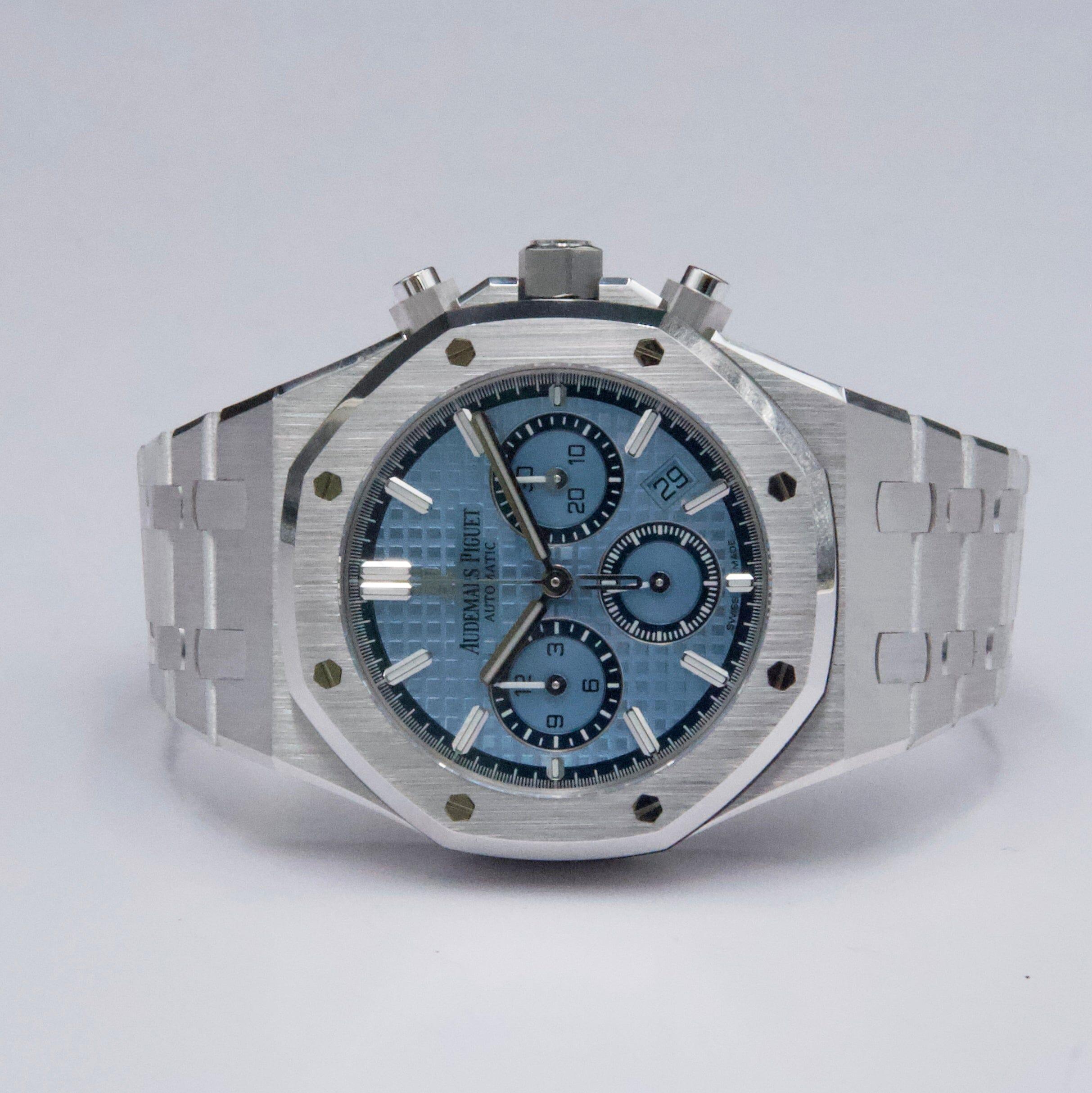 Audemars Piguet Royal Oak 26317BC Ice Blue Dial Herrenuhr Box Papiere im Angebot 1