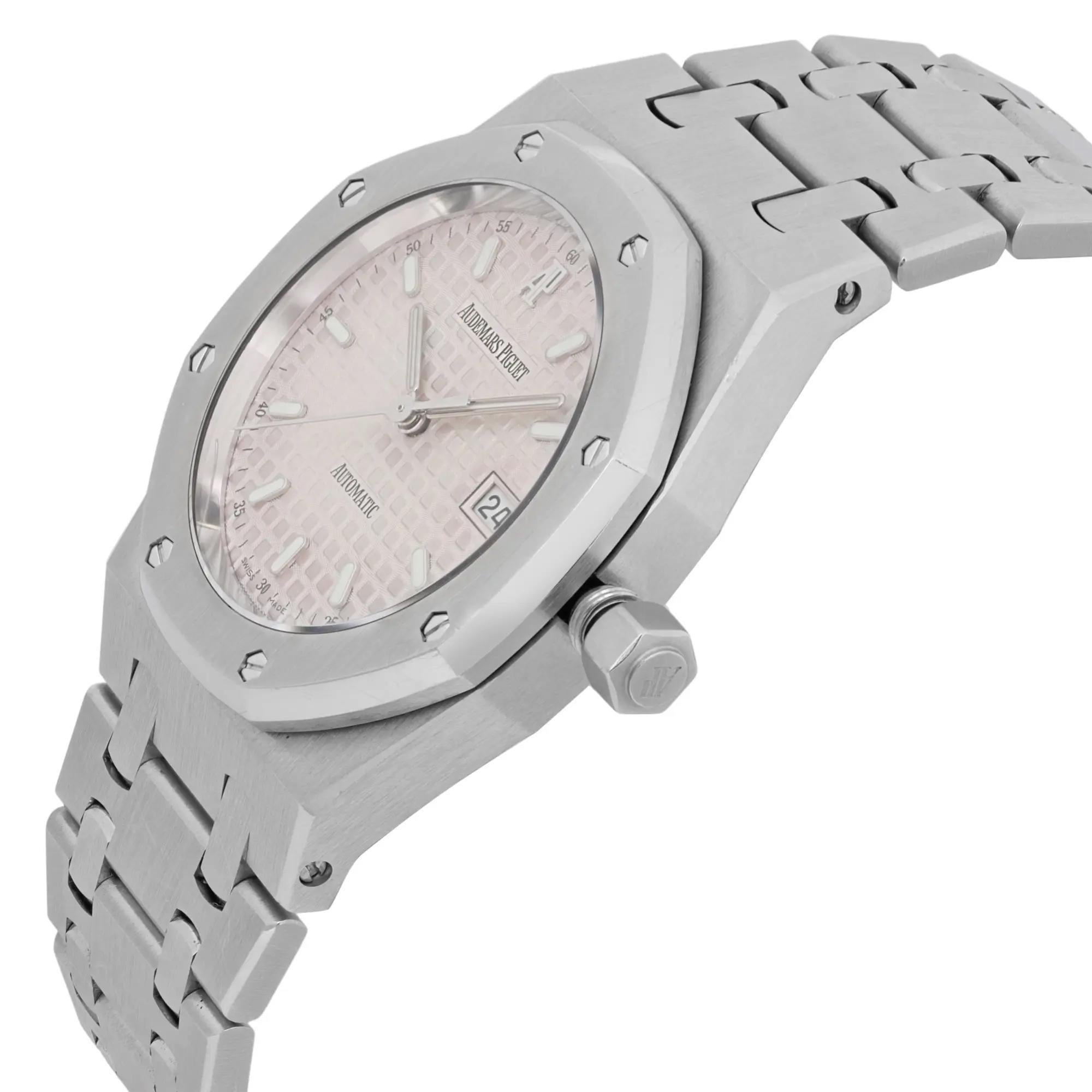 Montre Unisexe Audemars Piguet Royal Oak 33mm Acier Cadran Saumon 15000ST Bon état - En vente à New York, NY